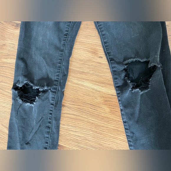 WOMENS PETITE DISTRESSED BLACK SKINNY JEANS 00 ARTIST PANTS WORK PANTS 🍀 2 - Picture 6 of 7